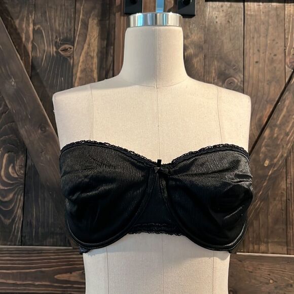Vintage Warners shine on strapless bra black Sz-36 C - Picture 1 of 10